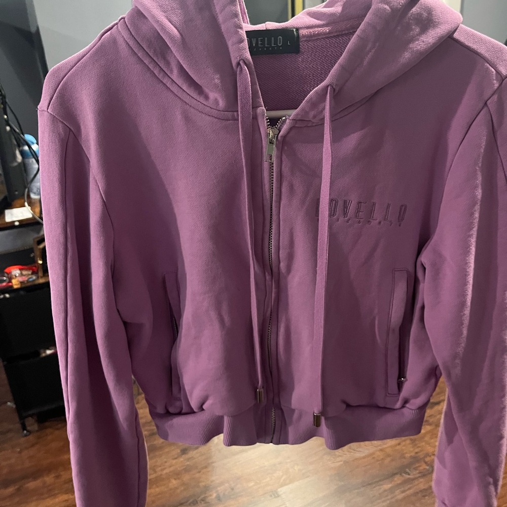 Lovello Elizabeth purple  Cropped Zip-Up Hoodie